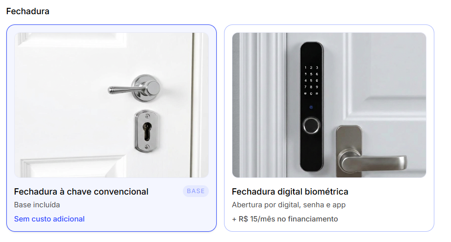 Opções de fechadura